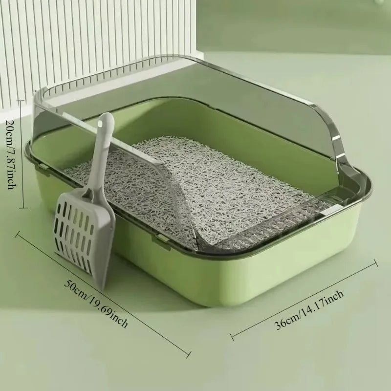 Cat Litter Box Large Capacity Semi-Closed Plastic Anti-Splash Cats Toilet Bedpan Big Oversized Cat Tray Bedpan Cat Toilet Bowl