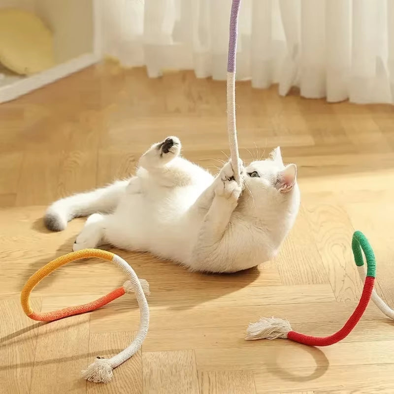Silvervine Cat Teaser Toy Interactive Cotton Rope Dental Chew Safe Kitten Play Toys for Active Pets Viral Eco Friendly Pet Suppl
