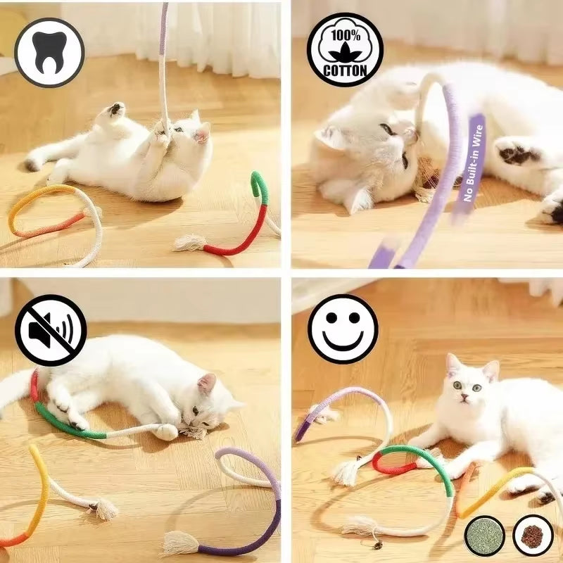 Silvervine Cat Teaser Toy Interactive Cotton Rope Dental Chew Safe Kitten Play Toys for Active Pets Viral Eco Friendly Pet Suppl