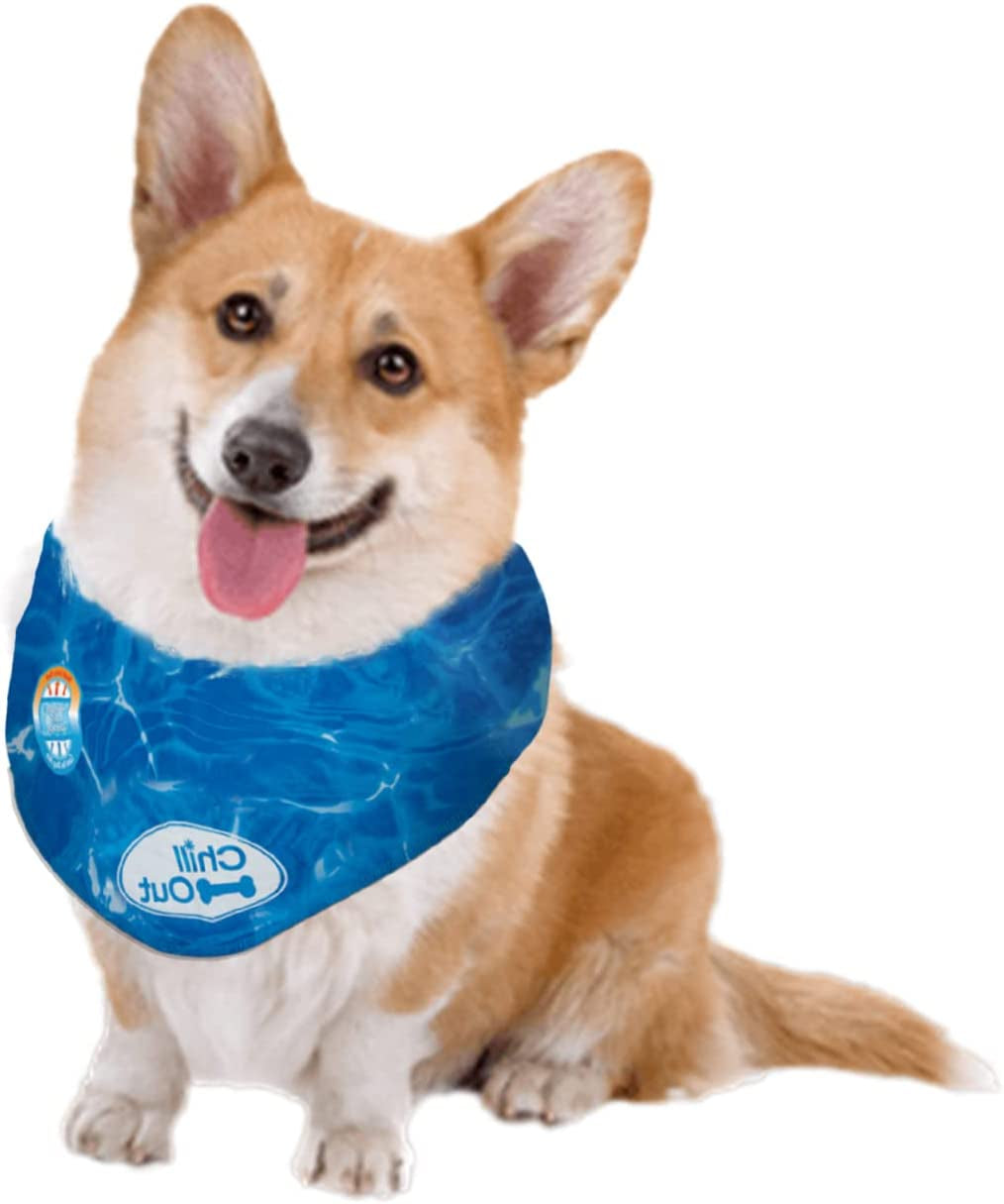 Dog Cooling Bandana, Cooling Bandanas for Small Dogs, Ice Dog Bandanas, Cooling Neck Wraps for Dogs, Chill Out Blue Collar Neck Cooler (S)