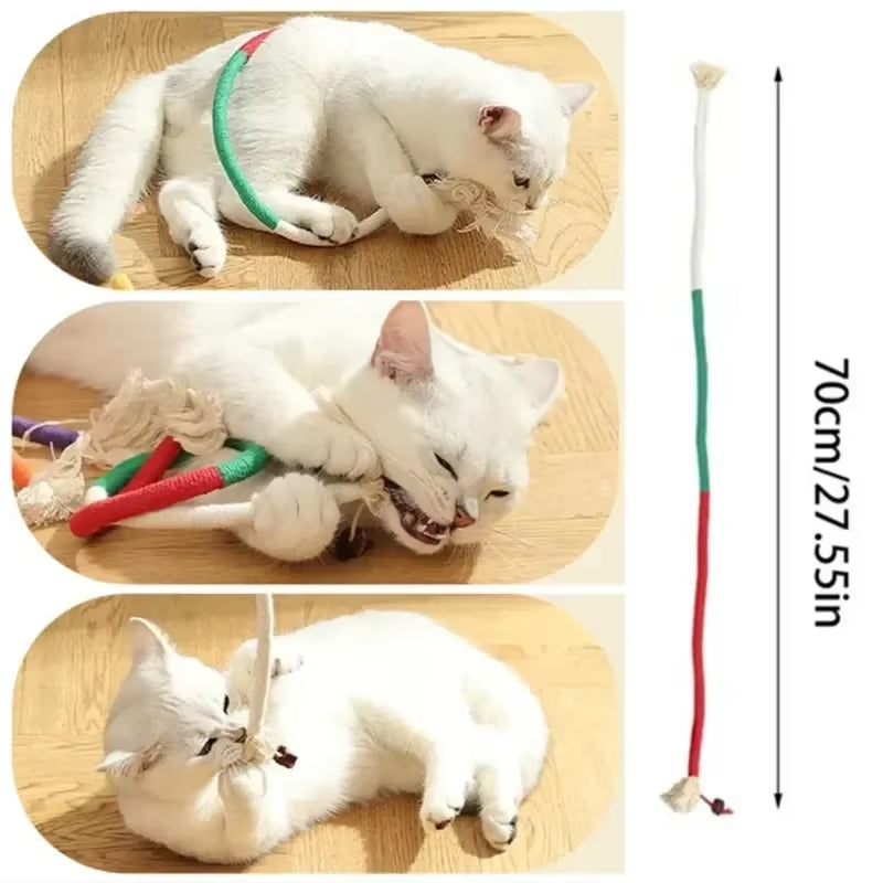 Silvervine Cat Teaser Toy Interactive Cotton Rope Dental Chew Safe Kitten Play Toys for Active Pets Viral Eco Friendly Pet Suppl