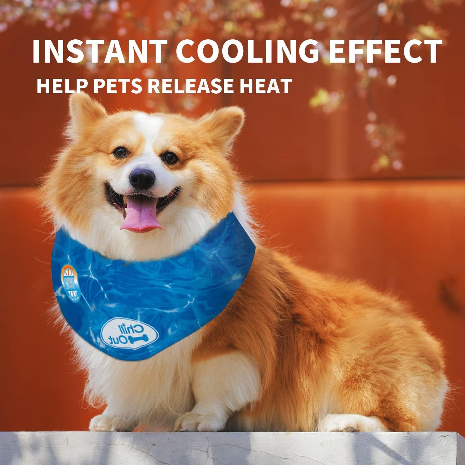 Dog Cooling Bandana, Cooling Bandanas for Small Dogs, Ice Dog Bandanas, Cooling Neck Wraps for Dogs, Chill Out Blue Collar Neck Cooler (S)