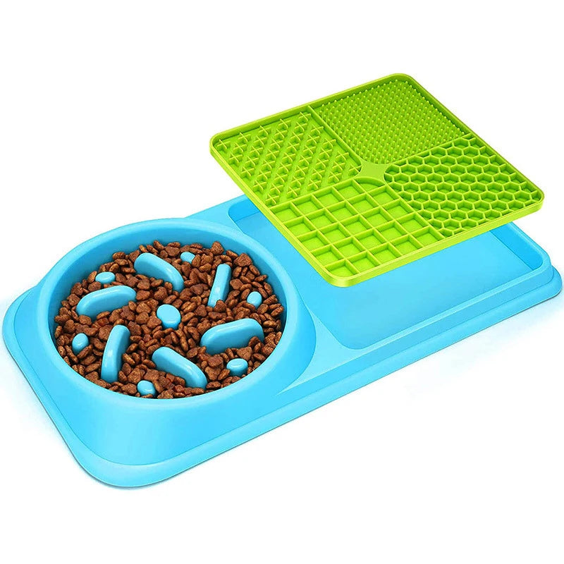 Silicone 2In1 Dog Lick Mat for Dogs Pet Slow Food Plate Feeder with Non-Sliping Cups Silicone Sniffing Pad Pet for Dry/Wet Food