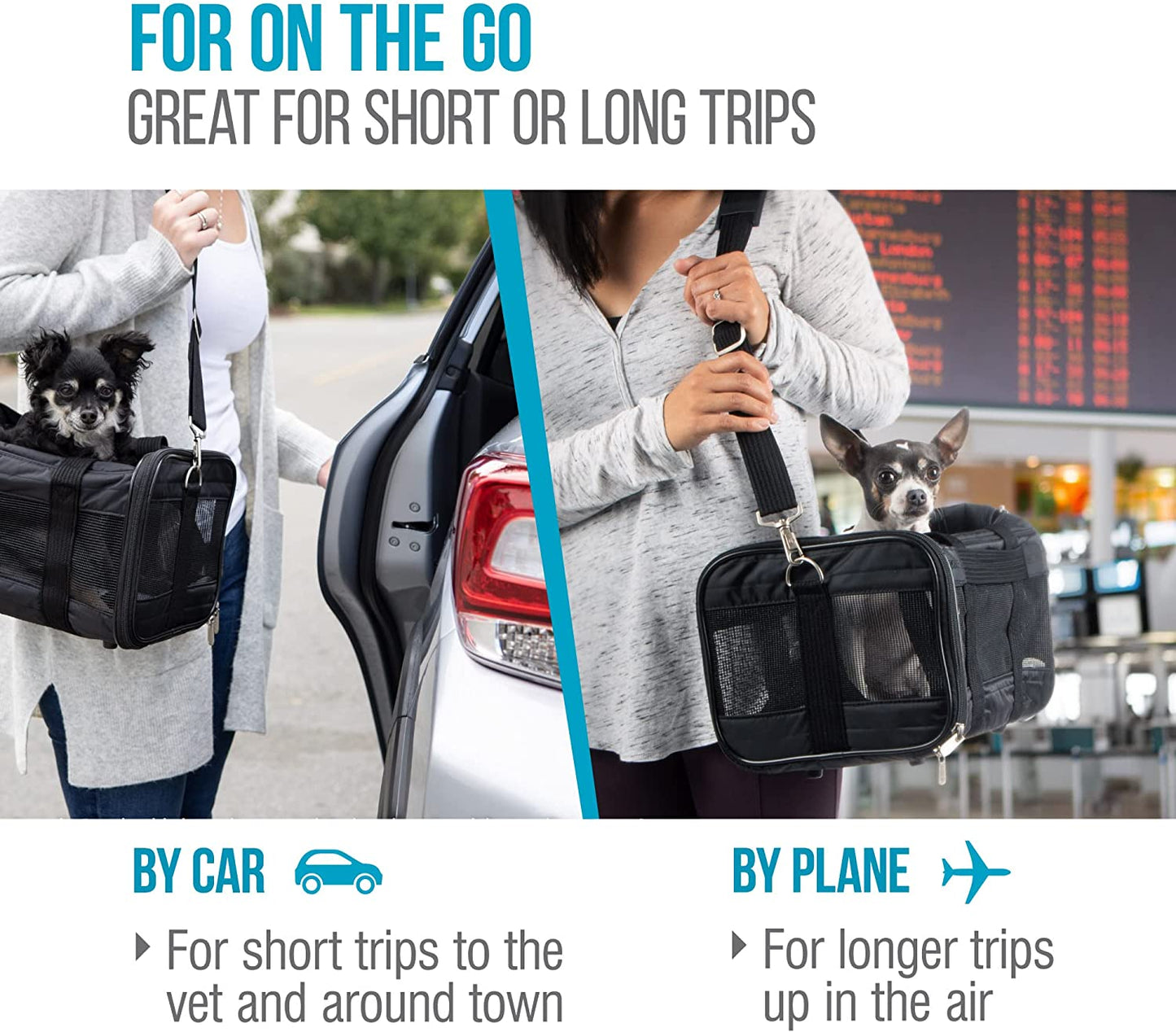 Original Deluxe Travel Pet Carrier, Airline Approved - Charcoal Gray, Large